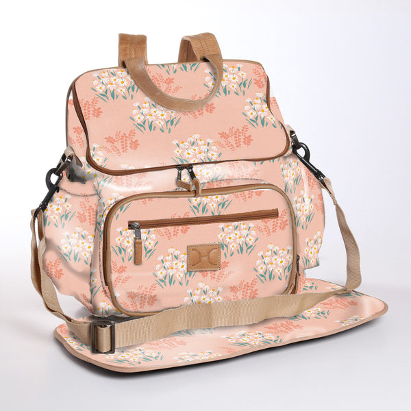 Crazy Daisy Blush - Laminated Nappy Backpack