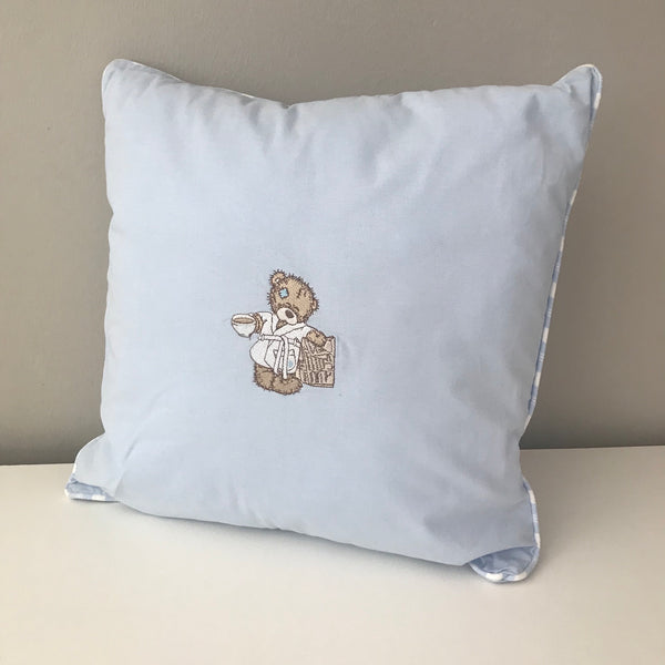 Scruffy Bear Stone & Blue -  Scatter Cushion