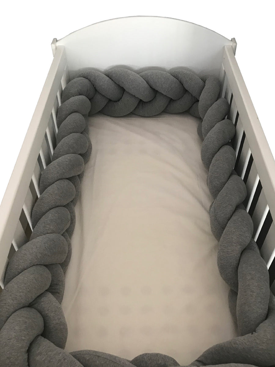 Braided Cot Bumper Grey Slumber Hub