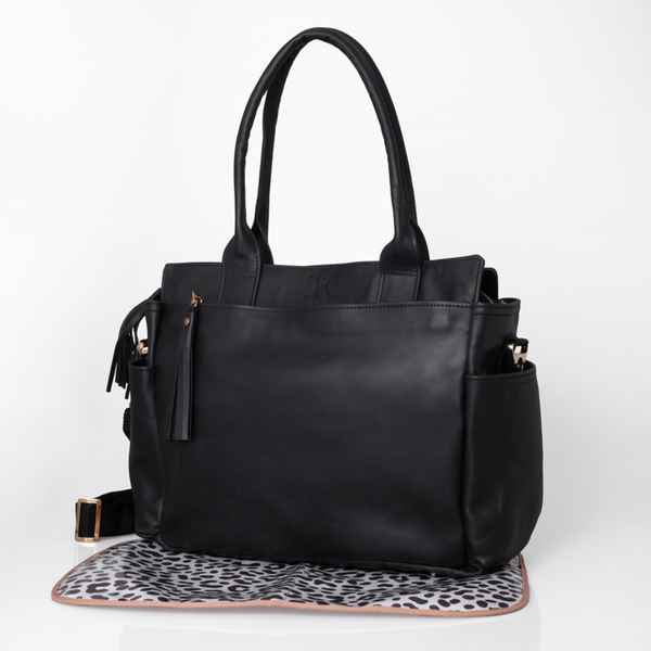 Black - Leather Noah Nappy Bag