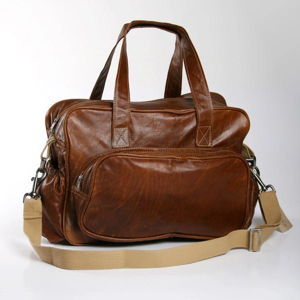 Tobacco - Leather Nappy Bag