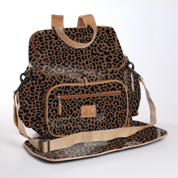 Cheetah Coffee - Laminated Nappy Backpack