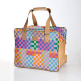 Laminated Large Weekender Luggage Bag with Genuine Leather Detailing