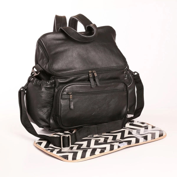 Black - Leather Nappy Backpack