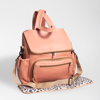 Coral - Leather Nappy Backpack