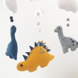Dinosaur Cot Mobile - Grey, Blue & Mustard Felt