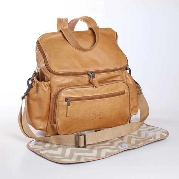 Hazelnut - Leather Nappy Backpack