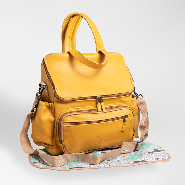 Mustard - Leather Nappy Backpack