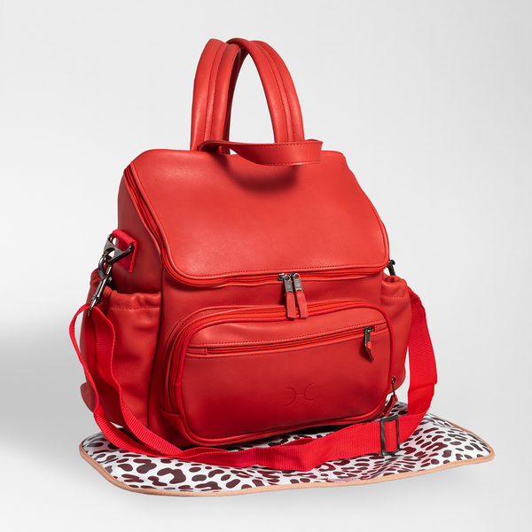 Red - Leather Nappy Backpack