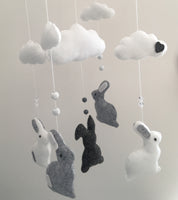 Bunny Cot Mobile - Grey & White Felt