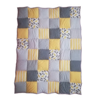 Patchwork Quilt - Yellow, Silver & Charcoal