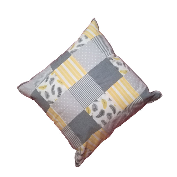 Patchwork Scatter Cushion - Yellow, Silver & Charcoal