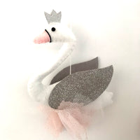Swan Cot Mobile - Blush & Silver Felt
