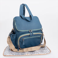 Aqua - Leather Nappy Backpack