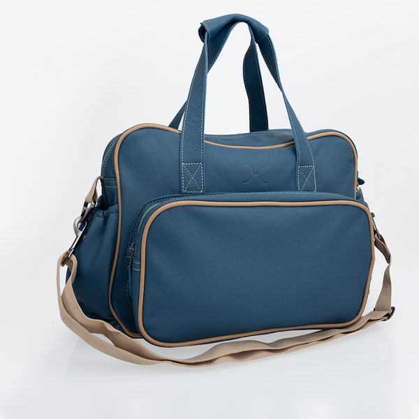 Aqua - Leather Nappy Bag