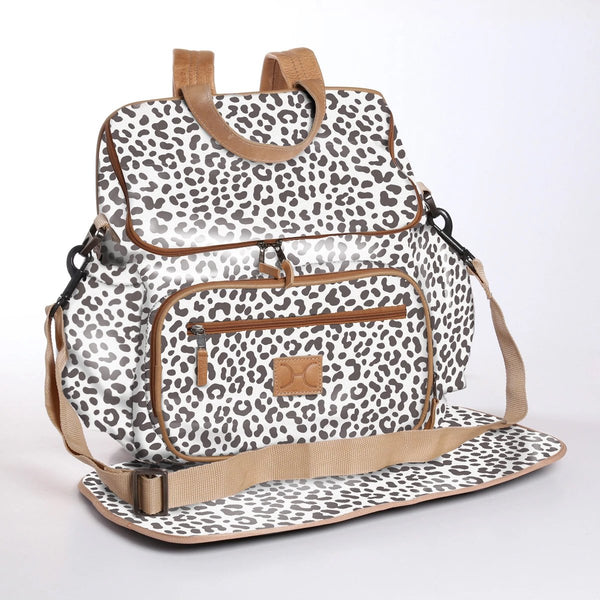 Cheetah White - Laminated Nappy Backpack