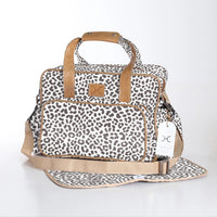 Cheetah White - Laminated Nappy Bag